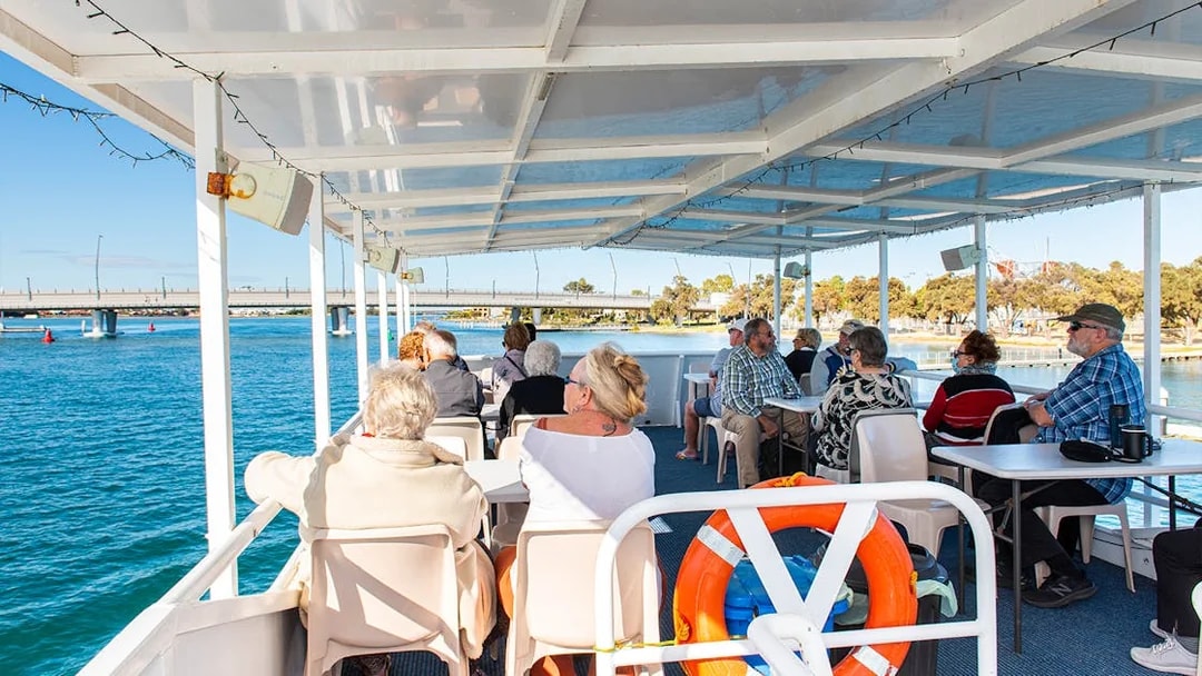 Passengers enjoying a scenic lunch cruise on the Murray River.