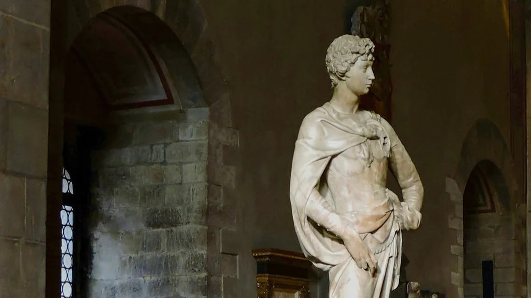 Sculpture of David in Museo del Bargello, Florence.
