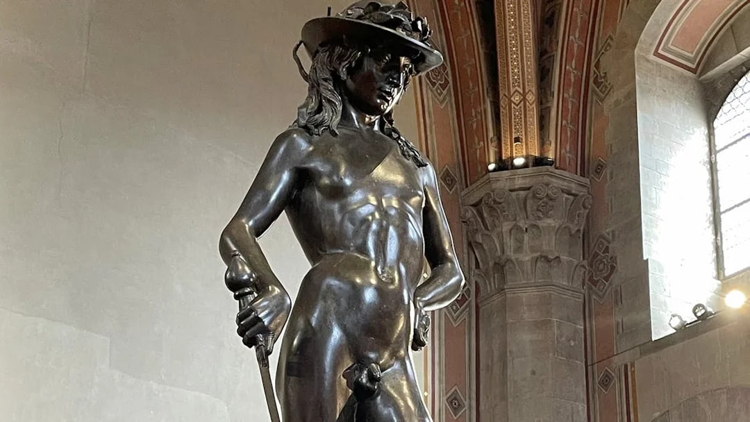 Sculpture of David by Donatello at Museo del Bargello, Florence.