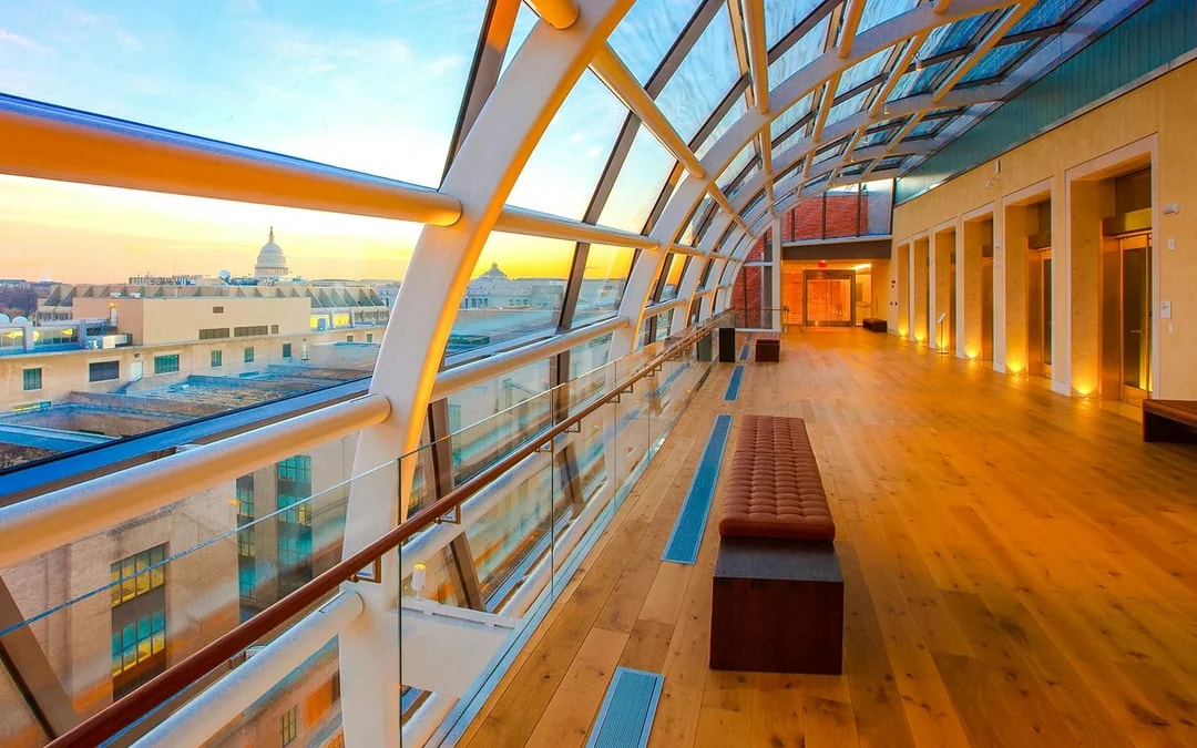 Rooftop view from Museum of the Bible, Washington DC, with Capitol Building in the distance.