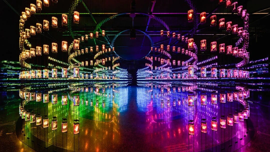 Colorful light installation at the Heal Institute, Museum of the Future, Dubai.