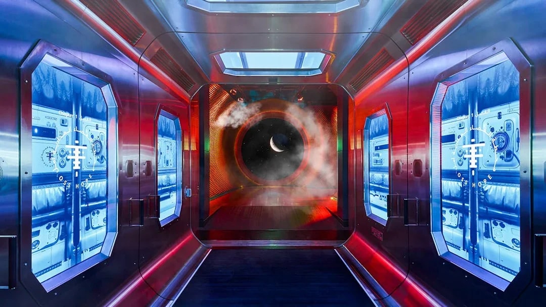 Futuristic corridor with digital displays at Museum of The Future, Dubai.