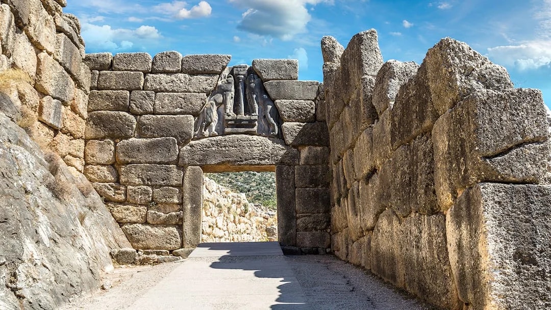 Lion Gate at Mycenae, part of the Nafplio-Mycenae-Epidaurus Day Tour from Athens.