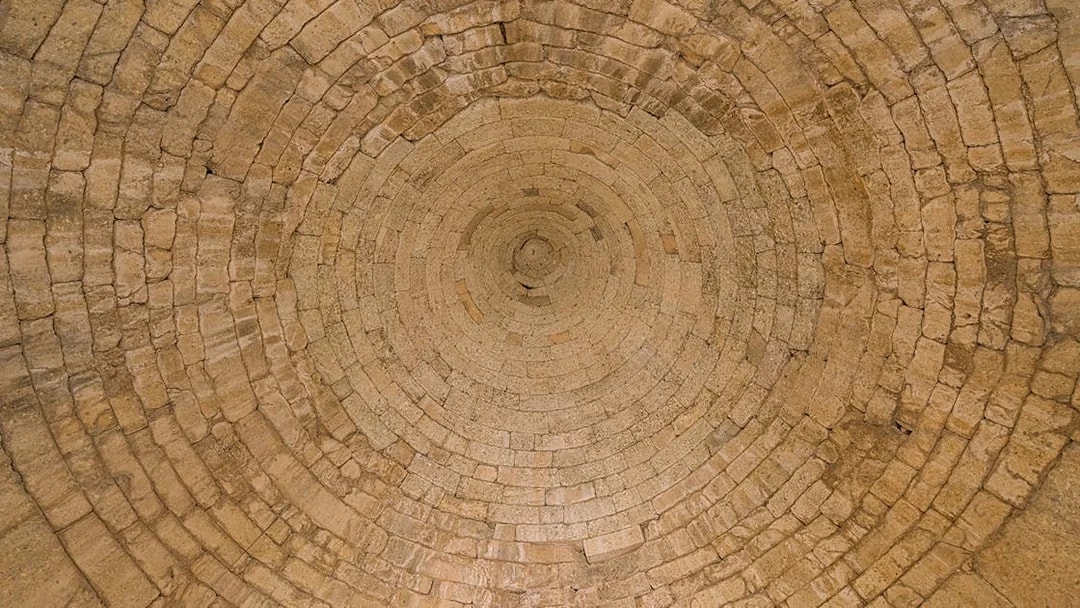 Stone ceiling of the Treasury of Atreus in Mycenae, Greece.