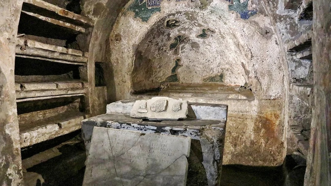 Tomb of San Gaudioso in the Catacombs of San Gaudioso, Naples, Italy.