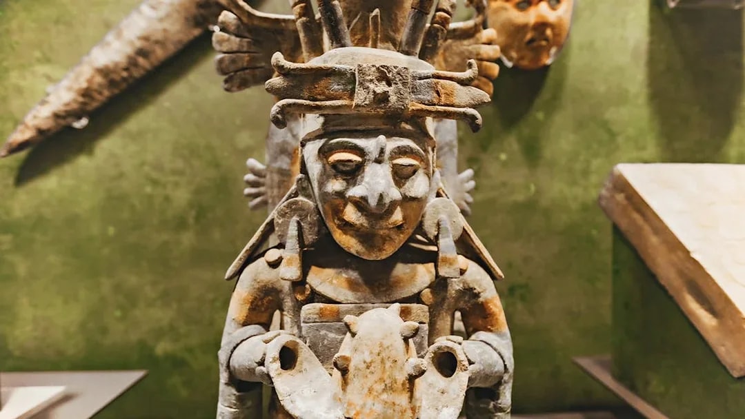 Ancient Aztec statue at the National Museum of Anthropology, Mexico City.