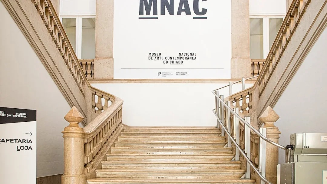Staircase leading to the entrance of the National Museum of Contemporary Art in Lisbon.