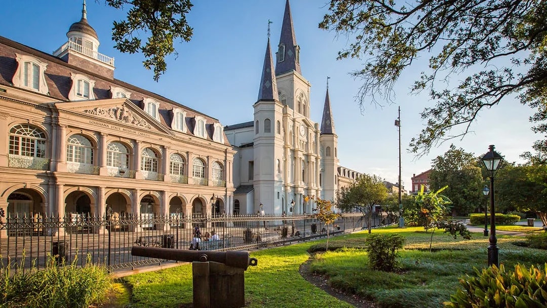 St. Louis Cathedral and Cabildo in New Orleans, part of Go City Pass attractions.