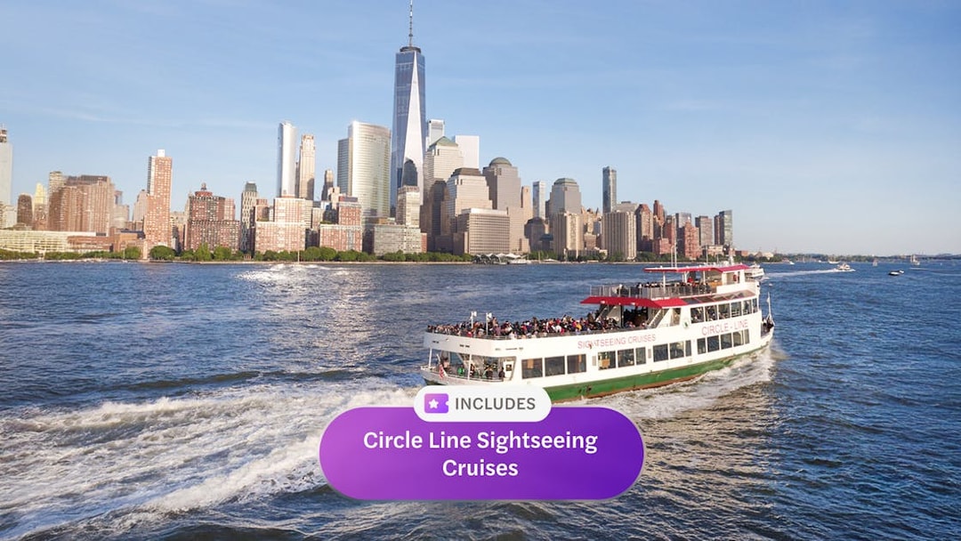Circle Line cruise with New York City skyline in the background.