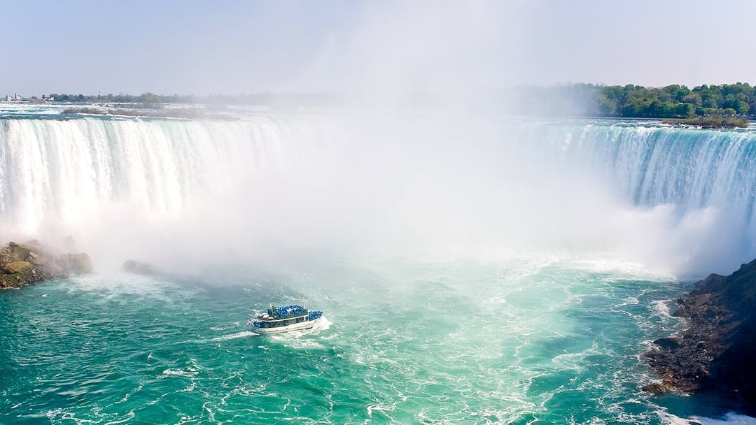 Boat approaching Horseshoe Falls at Niagara Falls.