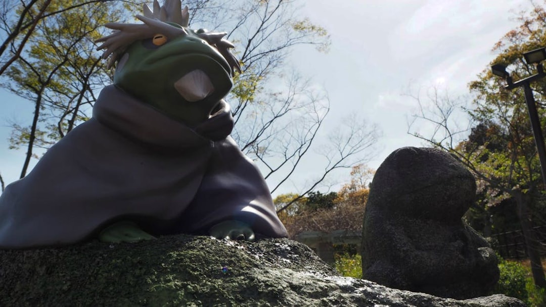 Statue of a character from Naruto at Nijigen No Mori Theme Park, Japan.