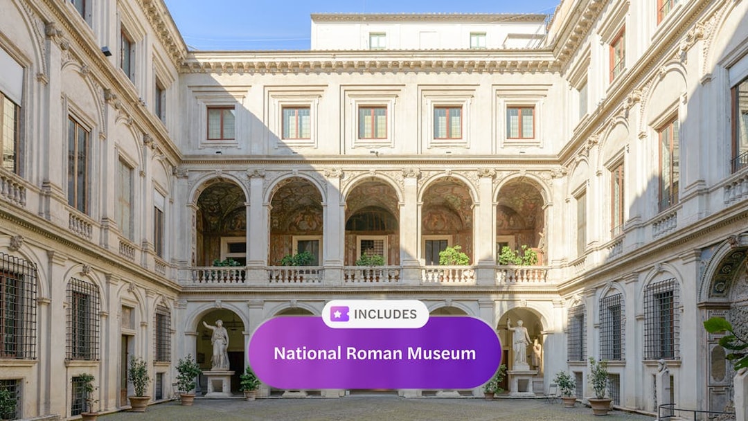 National Roman Museum courtyard with classical statues and arches.