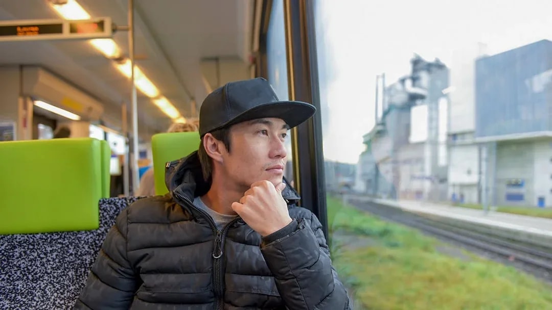 Passenger on train from Zurich Airport to Zurich Central.