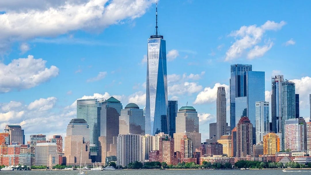 New York City skyline featuring One World Trade Center.