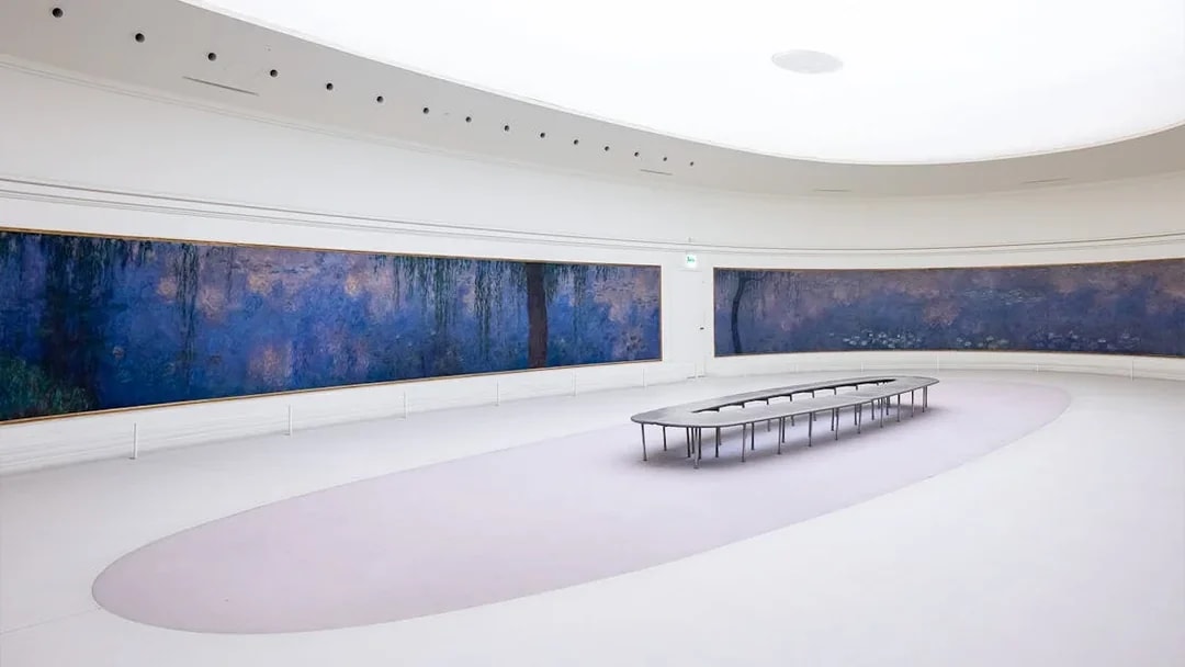 Claude Monet's Water Lilies displayed in Orangerie Museum, Paris, France.