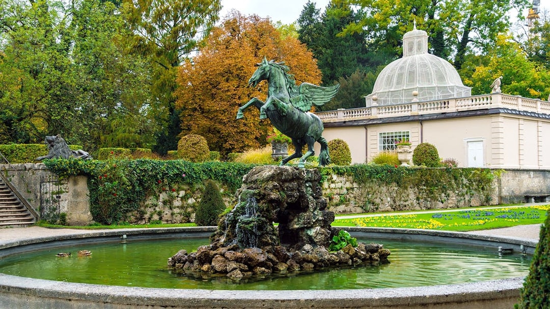 Pegasus fountain in Mirabell Gardens, Salzburg, featured in the Original Sound of Music Tour.