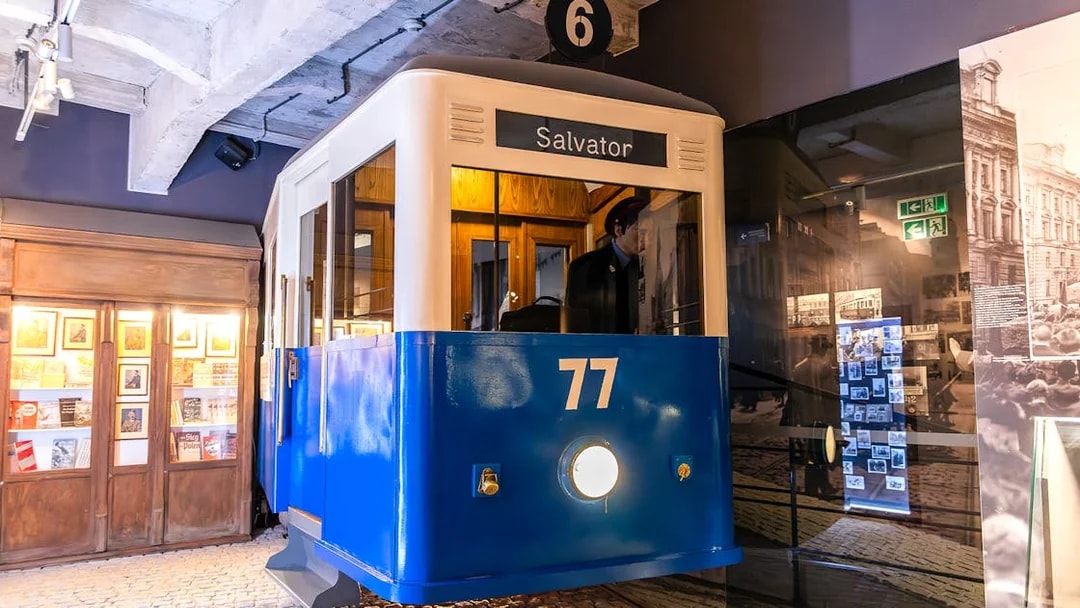 Train exhibit inside Oskar Schindler's Factory, Krakow, Poland.