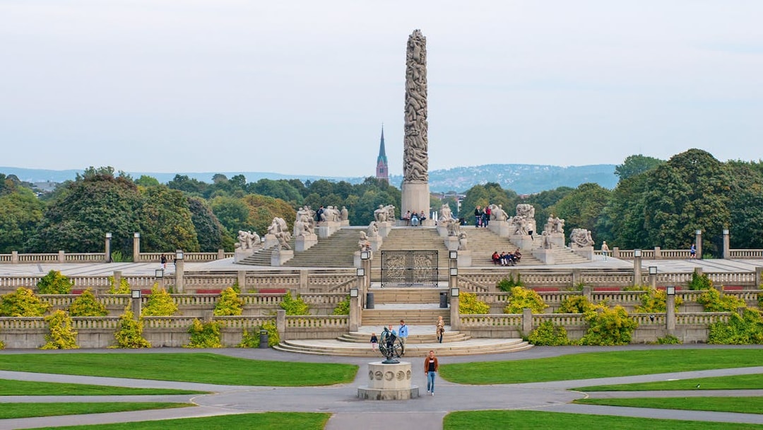 Vigeland Park statues and Monolith in Oslo, part of HOHO tour.