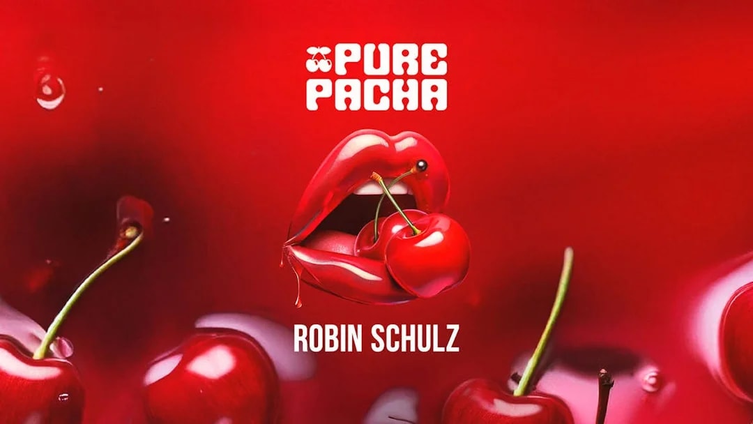 Pure Pacha logo with cherries and lips, featuring Robin Schulz.