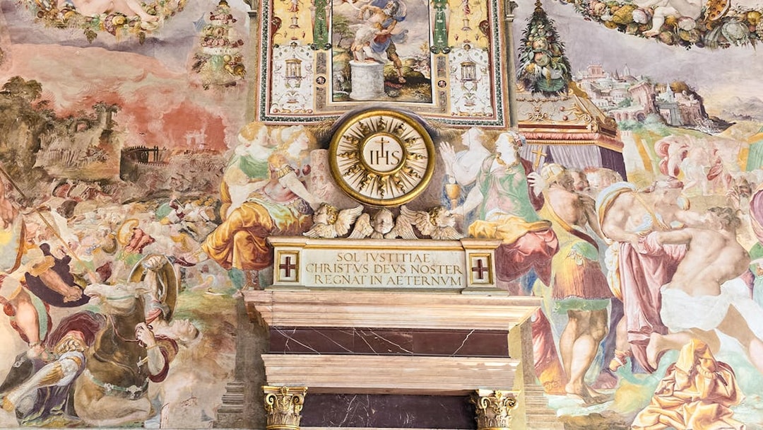 Frescoes and ornate details inside Palazzo Vecchio, Florence.