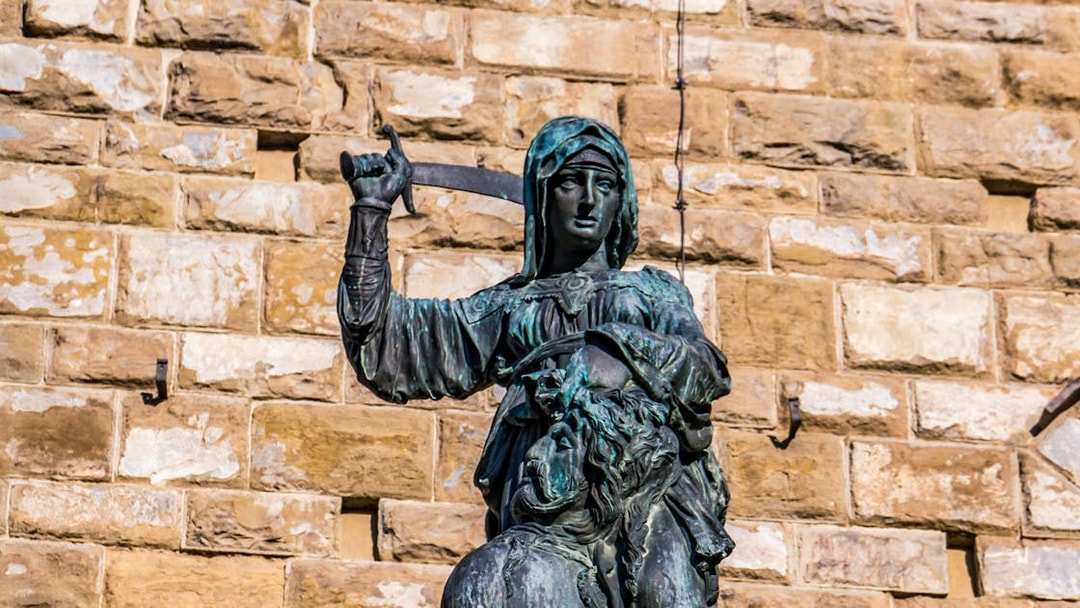 Judith statue holding sword at Palazzo Vecchio, Florence.