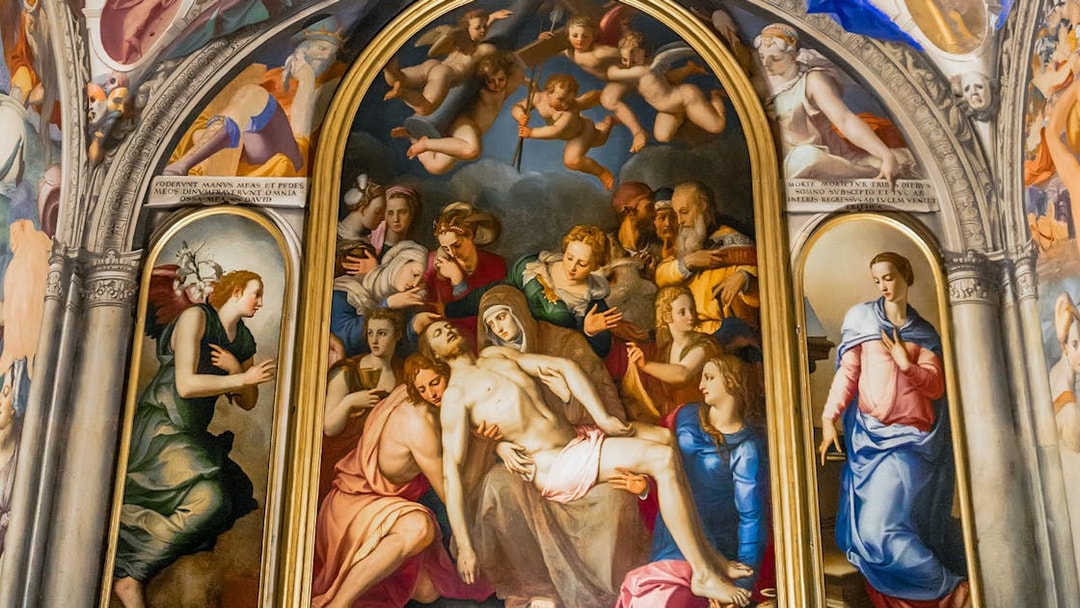 Fresco depicting religious figures and angels inside Palazzo Vecchio, Florence.