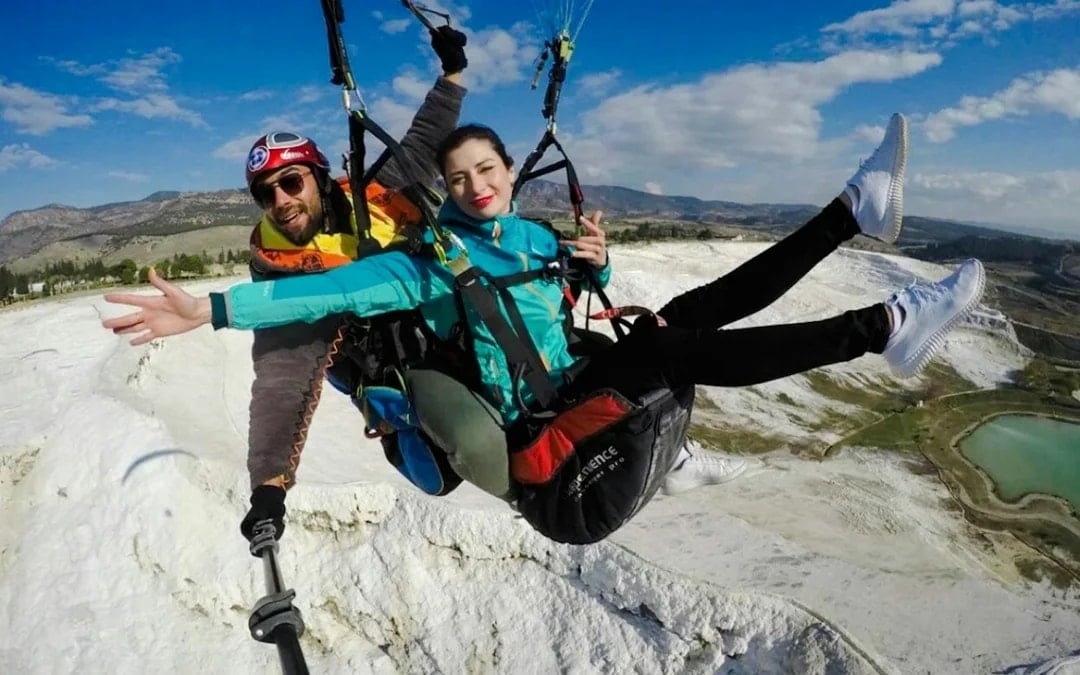 Pamukkale: Tandem Paragliding Flight Over Travertines & Hierapolis With Hotel Transfers Image 1
