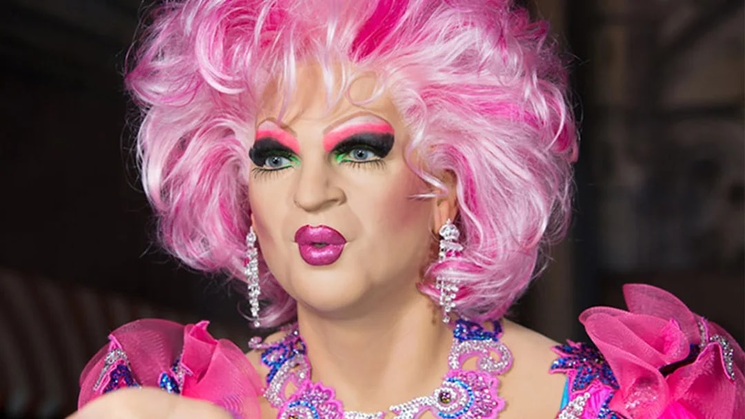Wax figure with pink hair and colorful makeup at Panoptikum - Das Wachsfigurenkabinett.