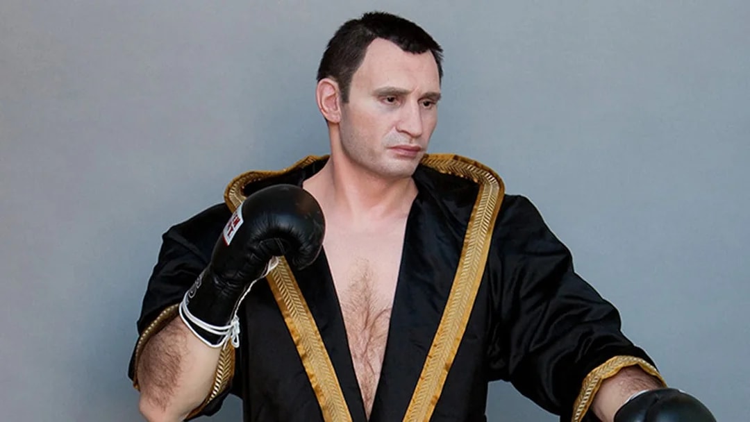 Wax figure of a boxer in black robe at Panoptikum - Das Wachsfigurenkabinett.