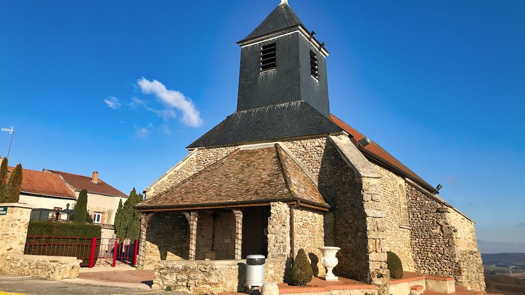 Church in Hautvillers, Champagne region, France, seen on a day trip from Paris.