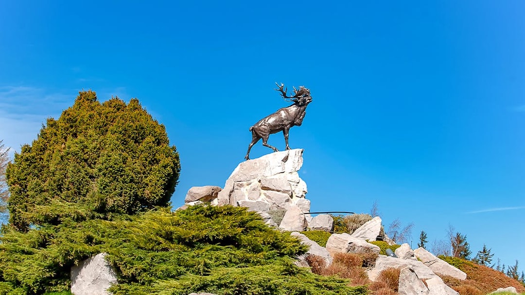 Bronze caribou statue at Beaumont-Hamel Memorial, Somme Battlefield.