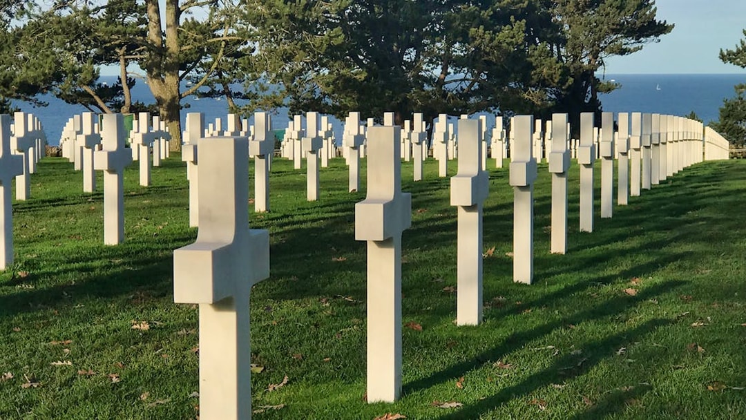 Normandy American Cemetery crosses overlooking the sea on a D-Day tour from Paris.