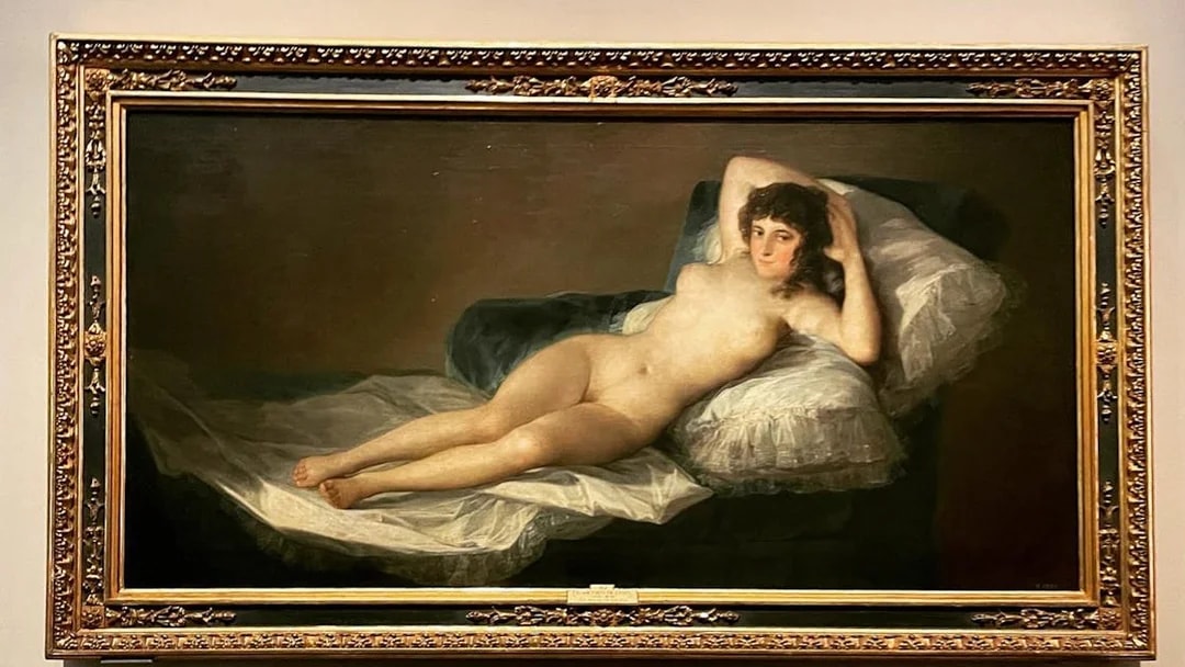 Prado Museum's "La Maja Desnuda" painting in Madrid, Spain.