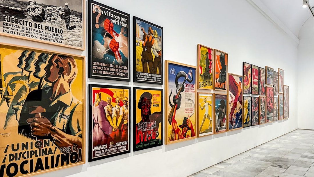 Reina Sofia Museum art display featuring historical posters.