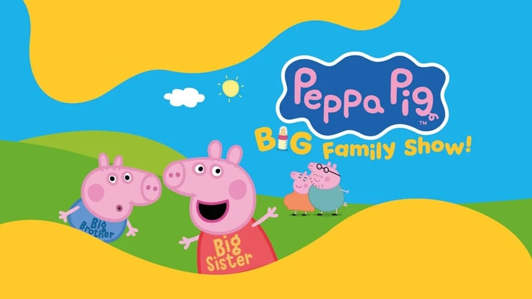 Peppa Pig's Big Family Show stage with characters in London.