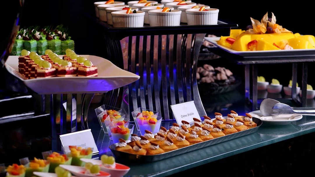 Dinner buffet with assorted desserts at ARAS restaurant, KL Tower, Kuala Lumpur.