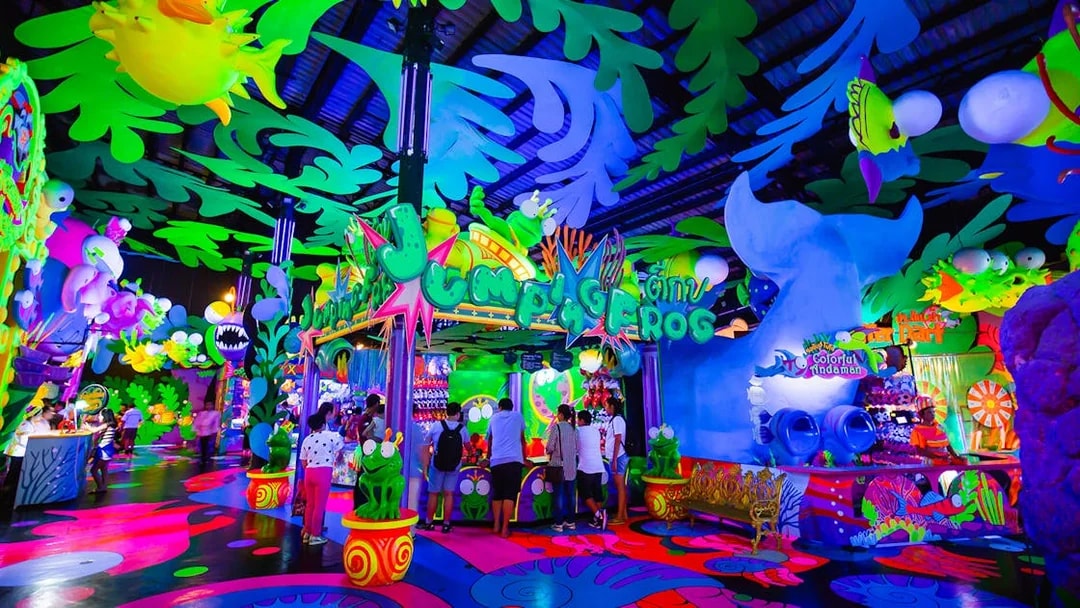 Visitors exploring vibrant attractions at Similan Entertainment Centre, Phuket Fantasea.