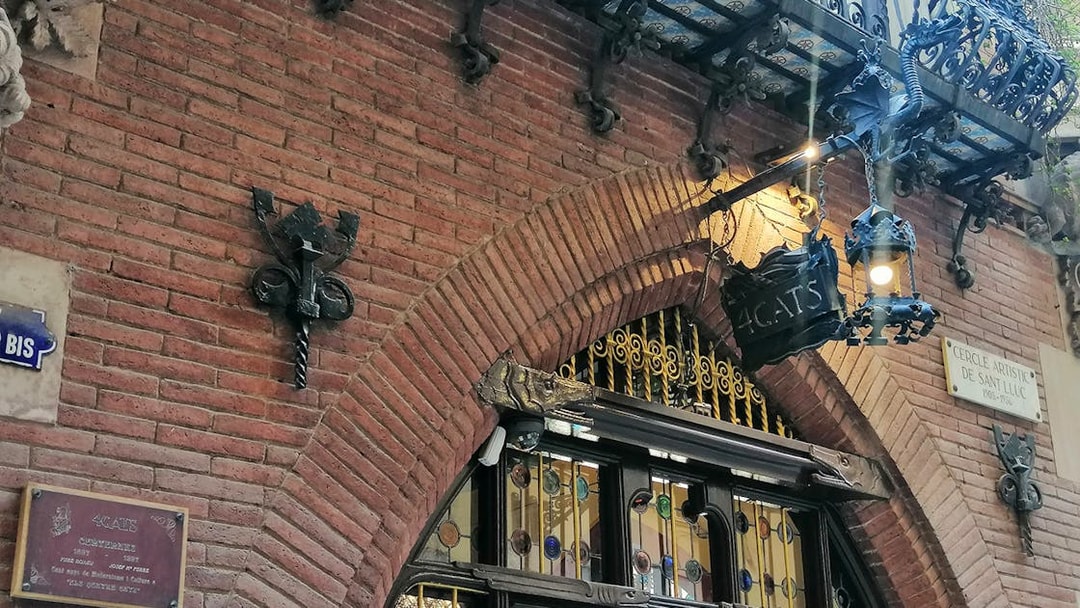 Entrance to Els Quatre Gats, a historic café in Barcelona associated with Picasso.