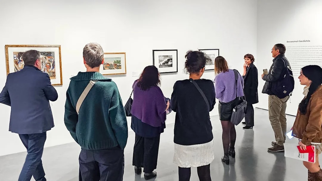 Visitors viewing artwork at Picasso's Birthplace Museum.