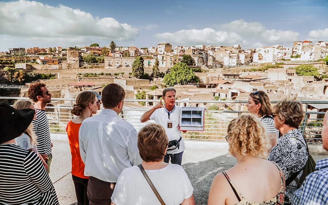 From Pompeii: Pompeii and Herculaneum Guided Tour with Transfers Image 1