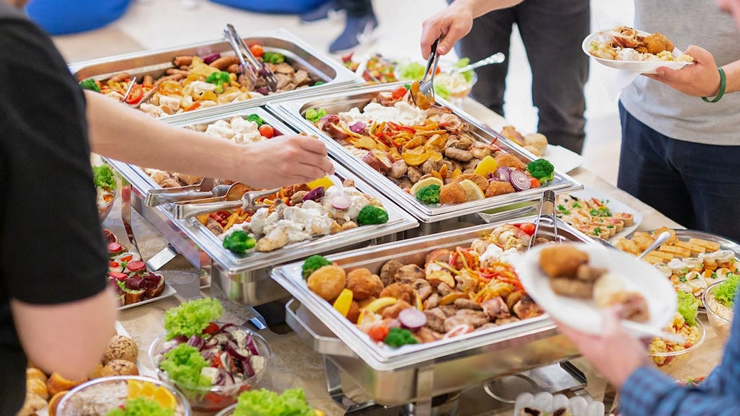 Buffet on deck during Great Barrier Reef cruise from Cairns.