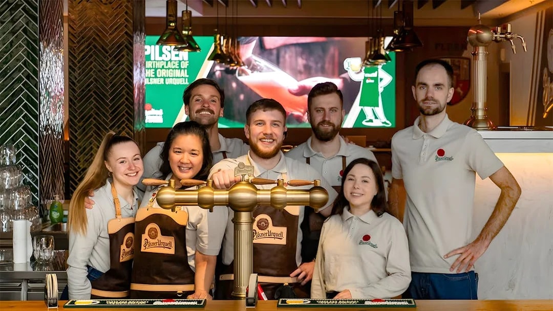 Staff at Pilsner Urquell The Original Beer Experience in Pilsen, Czech Republic.