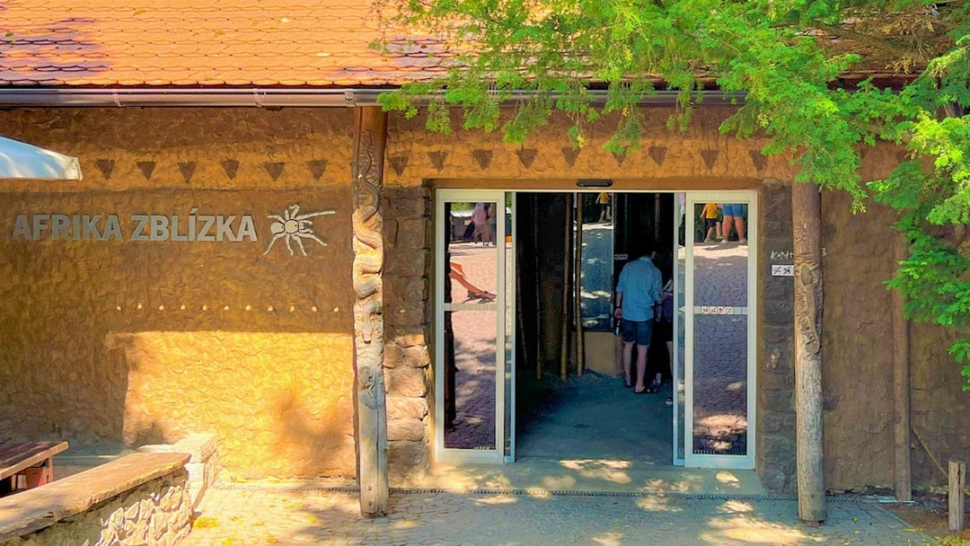 Entrance to Afrika Zblízka exhibit at Prague Zoo.