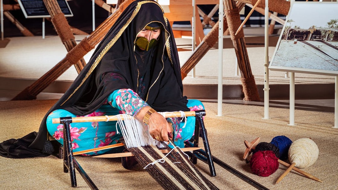 Traditional weaving demonstration at Qasr Al Hosn, Abu Dhabi.
