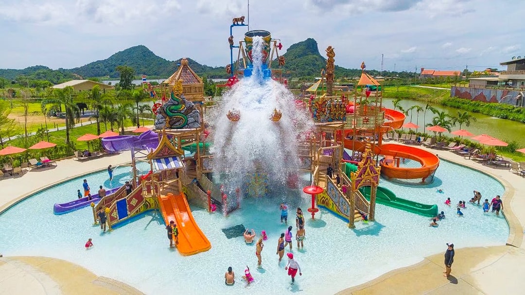 Ramayana Water Park with slides and splash area, Thailand.