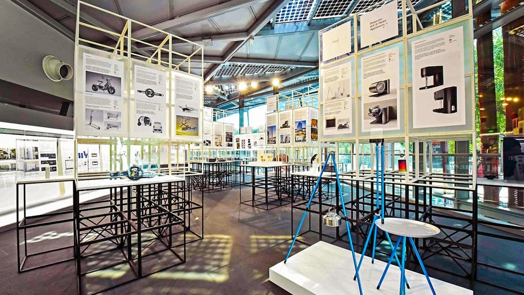 Red Dot Design Museum interior with design exhibits and informational displays.