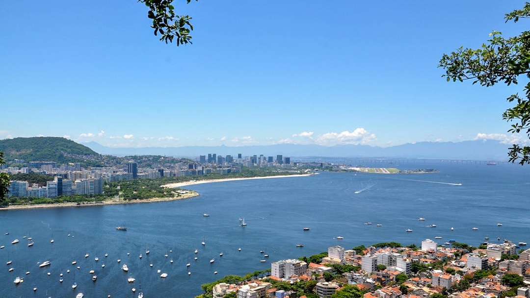 Flamengo Beach and Rio de Janeiro skyline viewed from Sugarloaf Mountain.