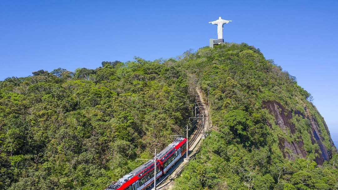 Train ascending to Christ the Redeemer statue on Corcovado Mountain, Rio de Janeiro.