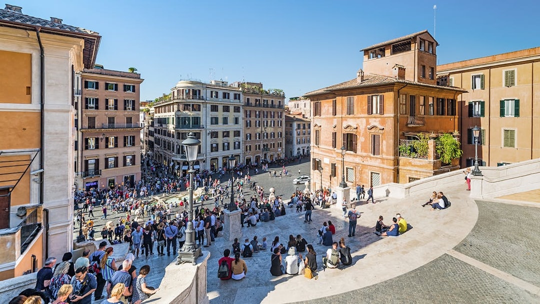 View from the top of the Spanish Steps in Rome, overlooking Piazza di Spagna.