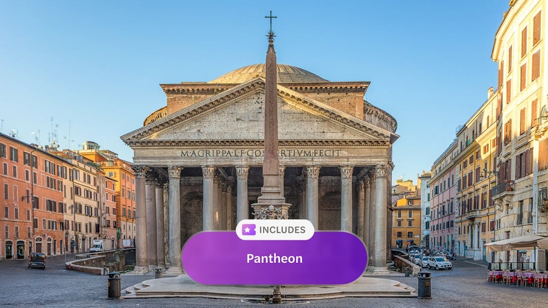 Pantheon in Rome with obelisk in front, part of Super Pass tour.